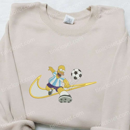 Homer Simpson Soccer x Swoosh Cartoon Hoodie: Nike Inspired Shirt Best Family Gift