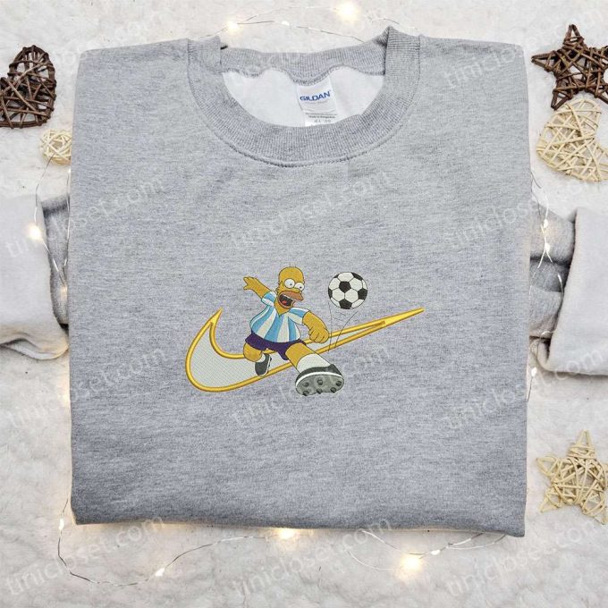 Homer Simpson Soccer x Swoosh Cartoon Hoodie: Nike Inspired Shirt Best Family Gift