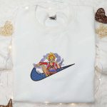 Luffy Gear 5 x Swoosh Anime Sweatshirt: One Piece Embroidered Shirt Best Family Gift