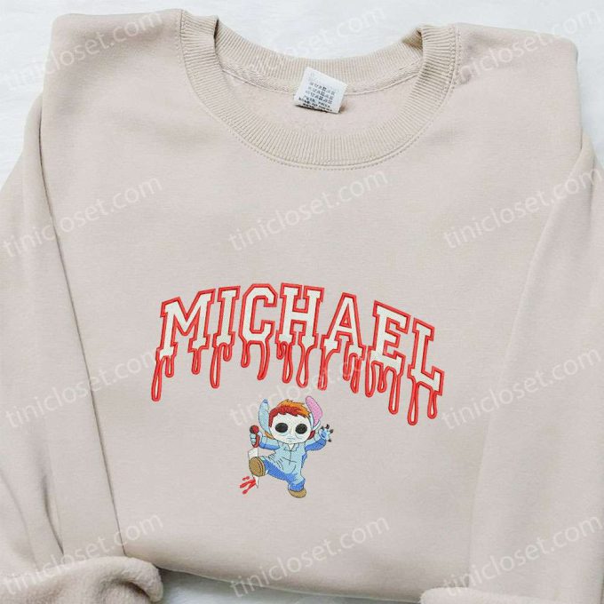 Spooky Michael Myers Stitch Embroidered Shirt – Horror Movie Characters for a Creepy Look