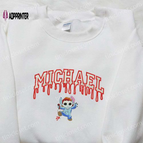 Spooky Michael Myers Stitch Embroidered Shirt – Horror Movie Characters for a Creepy Look