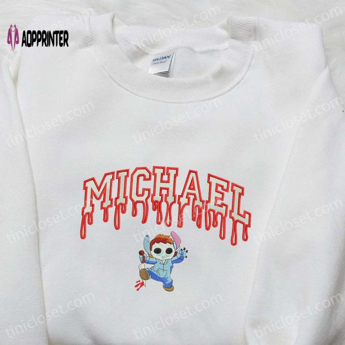 Spooky Michael Myers Stitch Embroidered Shirt – Horror Movie Characters for a Creepy Look