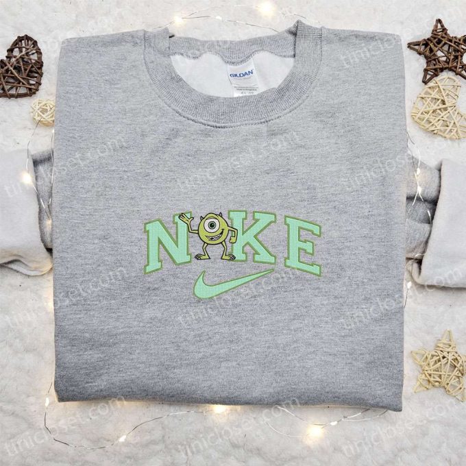 Disney Characters Embroidered Sweatshirt: Mike Wazowski x Nike Cartoon Shirt – Perfect Family Gift!