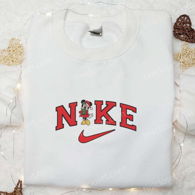 Minnie Mouse Christmas x Nike Cartoon Hoodie: Disney Characters Embroidered Shirt Ideal Family Gift