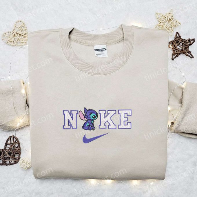 Nike Cartoon x Stitch Disney Embroidered Sweatshirt: Characters Shirt & Best Family Gift Ideas