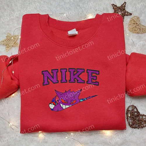 Nike x Gengar Anime Embroidered Sweatshirt: Pokemon Shirt Perfect Family Gift