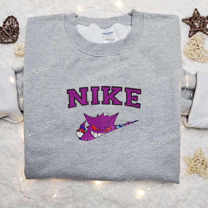 Nike x Gengar Anime Embroidered Sweatshirt: Pokemon Shirt Perfect Family Gift