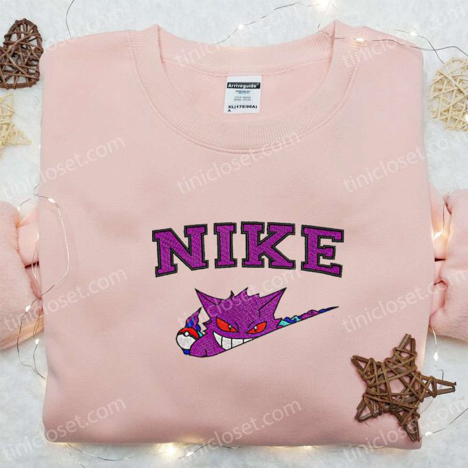 Nike x Gengar Anime Embroidered Sweatshirt: Pokemon Shirt Perfect Family Gift