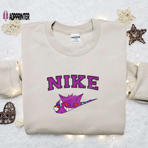 Nike x Gengar Anime Embroidered Sweatshirt: Pokemon Shirt Perfect Family Gift