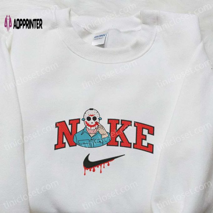 Nike x Jason Voorhees Killer Hoodie Horror Movie Sweatshirt & T-shirt Embroidered Collection