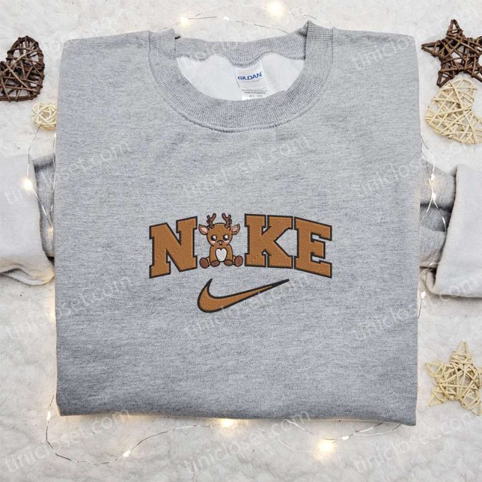 Reindeer Christmas x Nike Embroidered Hoodie & Shirt – Best Family Gift Ideas