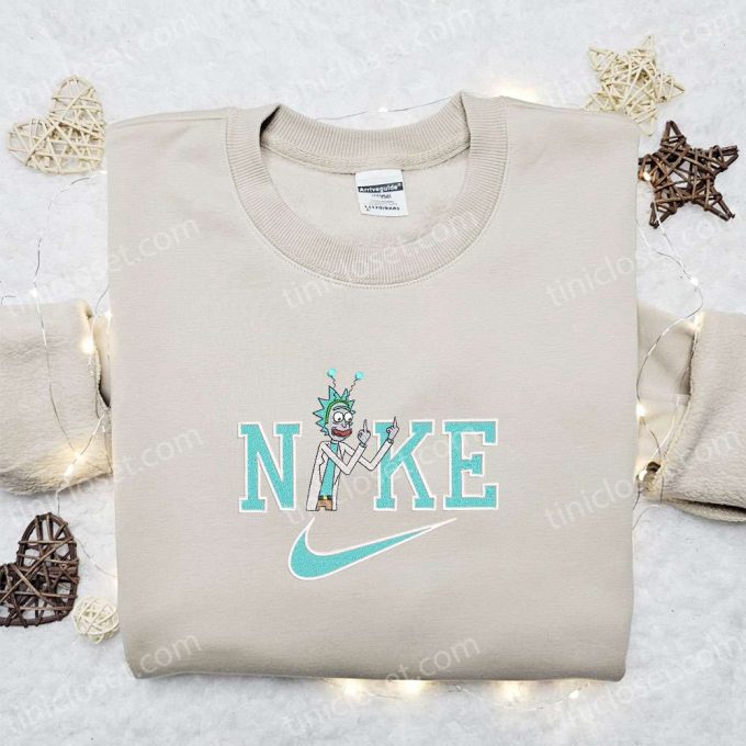 Rick Sanchez x Nike Cartoon Sweatshirt: Disney Characters Embroidered Shirt Perfect Family Gift