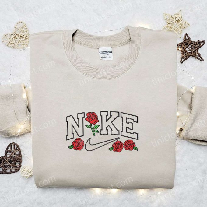 Rose Flower x Nike Embroidered Sweatshirt: Best Family Gift Nike Inspired Shirt