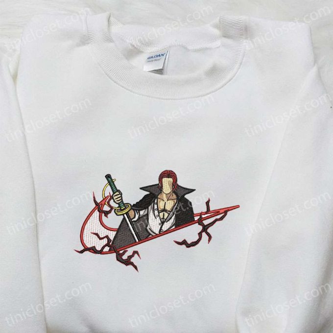 Shank Haki x Swoosh Anime Embroidered Sweatshirt – Cool Anime Clothing Perfect Family Gift