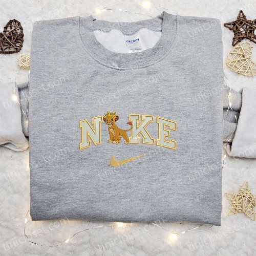 Simba King x Nike Cartoon Embroidered Sweatshirt: Best Family Gift – Nike Inspired Shirt