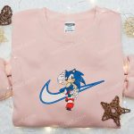 Nike Inspired Sonic x Swoosh Cartoon Embroidered Hoodie: Best Family Gift Idea