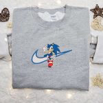 Nike Inspired Sonic x Swoosh Cartoon Embroidered Hoodie: Best Family Gift Idea