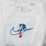 Nike Inspired Sonic x Swoosh Cartoon Embroidered Hoodie: Best Family Gift Idea