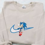 Nike Inspired Sonic x Swoosh Cartoon Embroidered Hoodie: Best Family Gift Idea