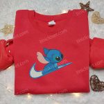 Disney Characters Embroidered Hoodie & Shirt: Stitch x Swoosh Cartoon Best Family Gift Ideas