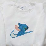 Disney Characters Embroidered Hoodie & Shirt: Stitch x Swoosh Cartoon Best Family Gift Ideas