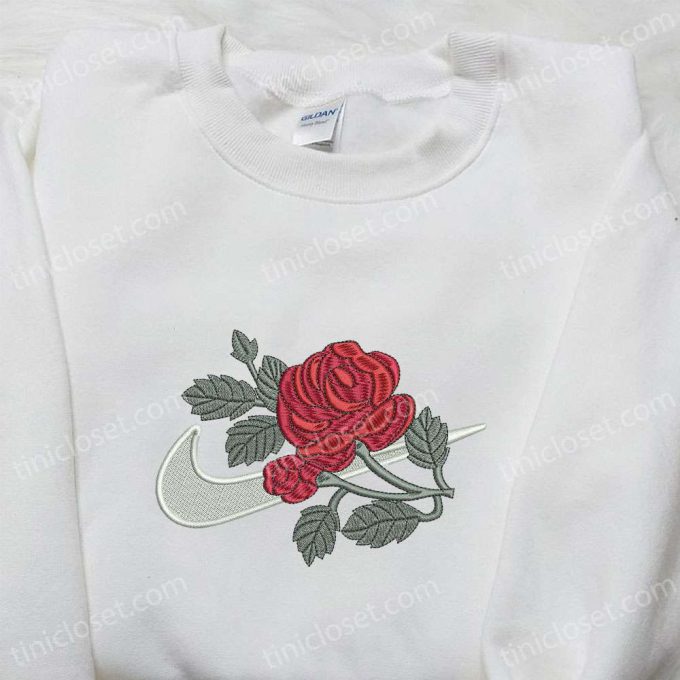 Swoosh x Rose Embroidered Hoodie & Nike Inspired Shirt: Best Family Gift Ideas