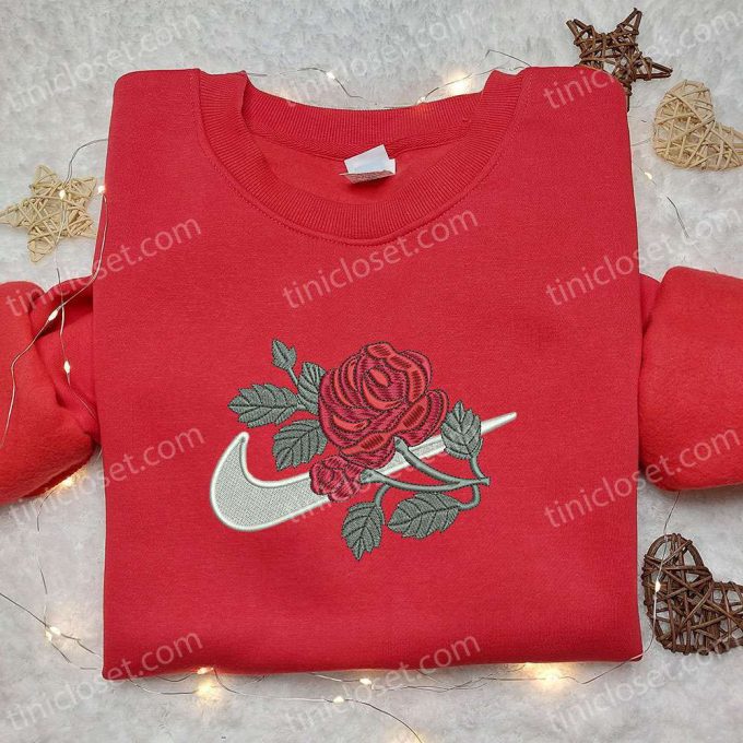 Swoosh x Rose Embroidered Hoodie & Nike Inspired Shirt: Best Family Gift Ideas