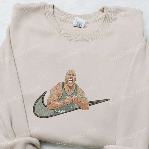 The Rock x Swoosh Celebrity Hoodie: Nike Inspired Embroidered Shirt Perfect Family Gift