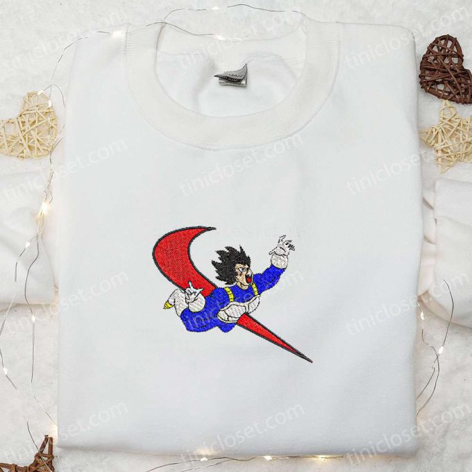 Vegeta x Swoosh Anime Embroidered Sweatshirt: Dragon Ball Shirt Perfect Family Gift