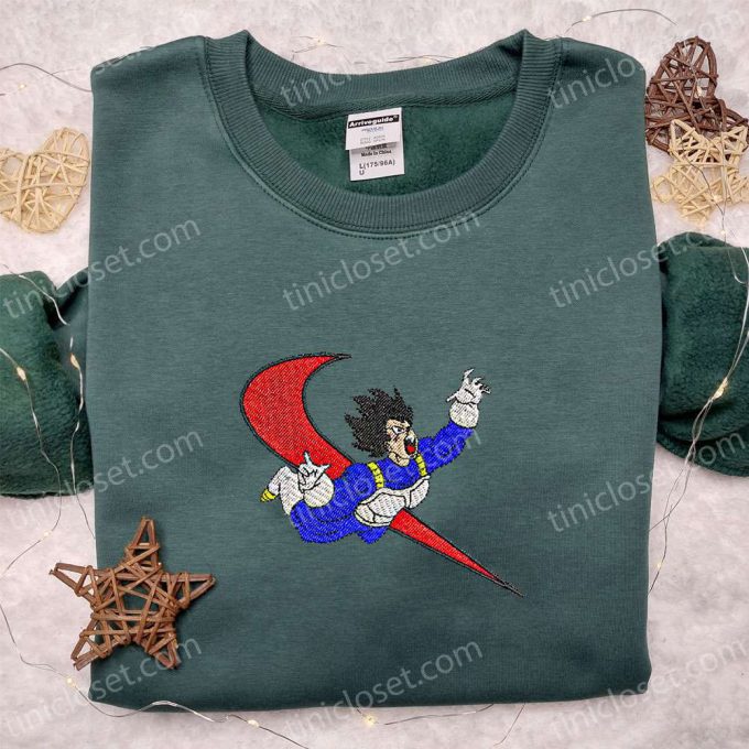 Vegeta x Swoosh Anime Embroidered Sweatshirt: Dragon Ball Shirt Perfect Family Gift