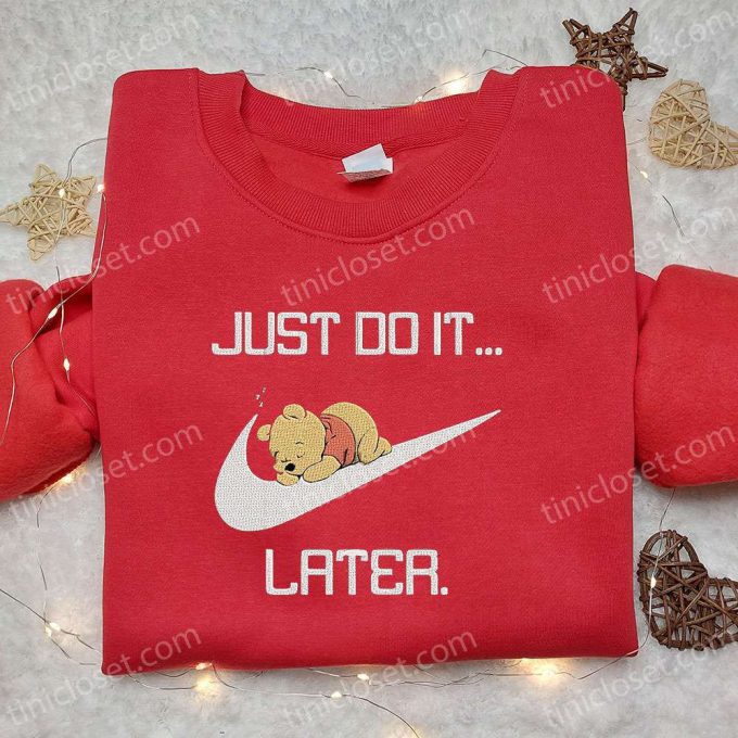 Winnie the Pooh Sleep x Nike Embroidered Sweatshirt: Disney Characters Shirt Best Gift Ideas for Family