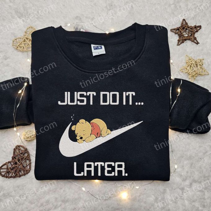 Winnie the Pooh Sleep x Nike Embroidered Sweatshirt: Disney Characters Shirt Best Gift Ideas for Family