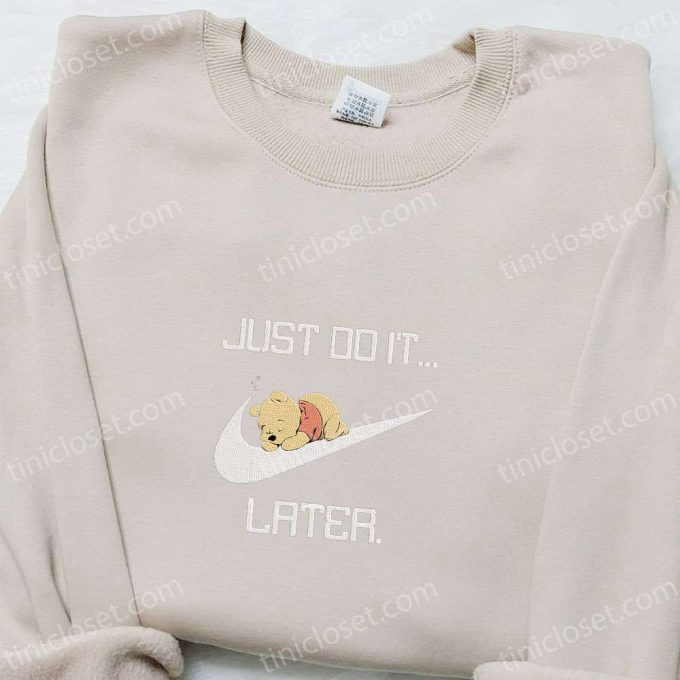 Winnie the Pooh Sleep x Nike Embroidered Sweatshirt: Disney Characters Shirt Best Gift Ideas for Family