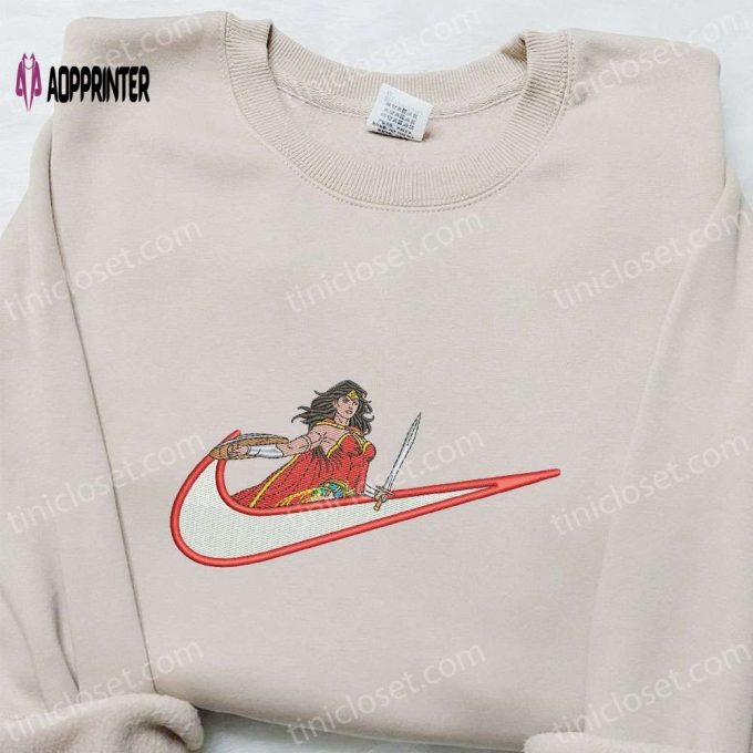 Ultimate Wonder Women x Swoosh Movie Embroidered Hoodie – Must-Have DC Cinematic Universe Shirt Perfect Family Gift