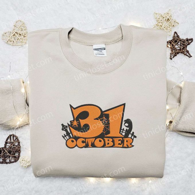 Halloween Embroidered Sweatshirt & Hoodie: Perfect Gifts For Family on 31 October Party Night