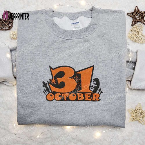 Halloween Embroidered Sweatshirt & Hoodie: Perfect Gifts For Family on 31 October Party Night