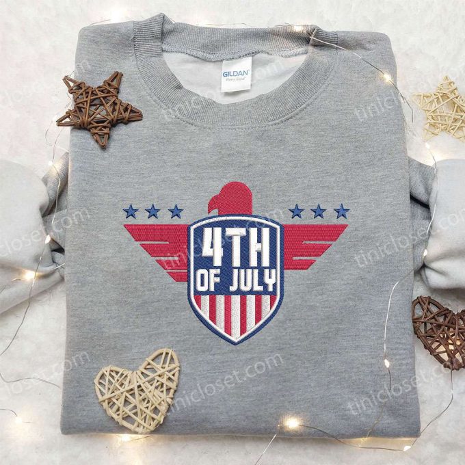 4th of July Eagle Flag Embroidered Shirt: Celebrate with National Day Gifts