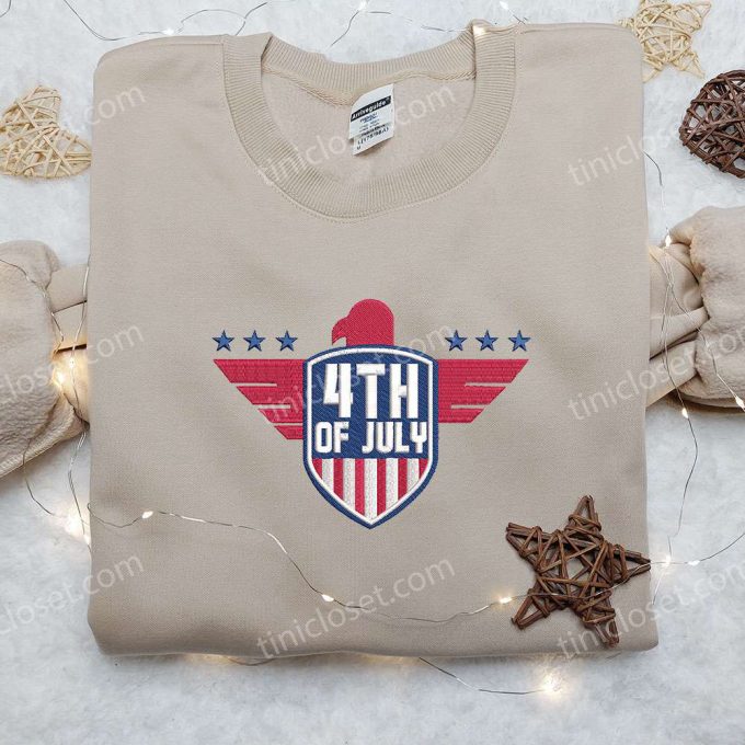 4th of July Eagle Flag Embroidered Shirt: Celebrate with National Day Gifts