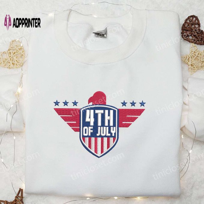 4th of July Eagle Flag Embroidered Shirt: Celebrate with National Day Gifts