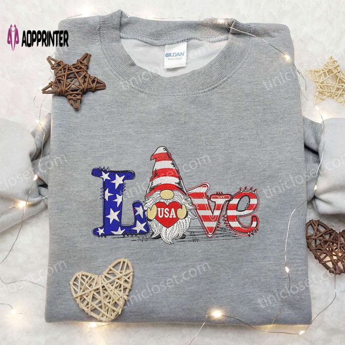 4th of July Gnome Patriotic Shirt: Celebrate National Day with Embroidered Gifts