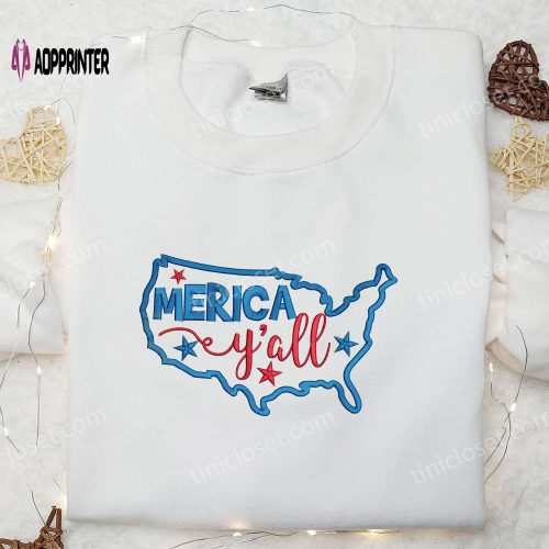 4th of July Crew Embroidered Shirt – Best Patriotic Shirts & National Day Gifts