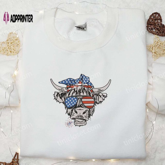 4th of July Patriotic Cow Shirt: USA Flag Sunglasses Best Patriotic Shirts & National Day Gifts