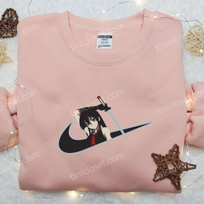 Stylish Akame x Nike Swoosh Anime Hoodie & Shirts: Embroidered Akame ga Kill! & Nike Inspired Apparel