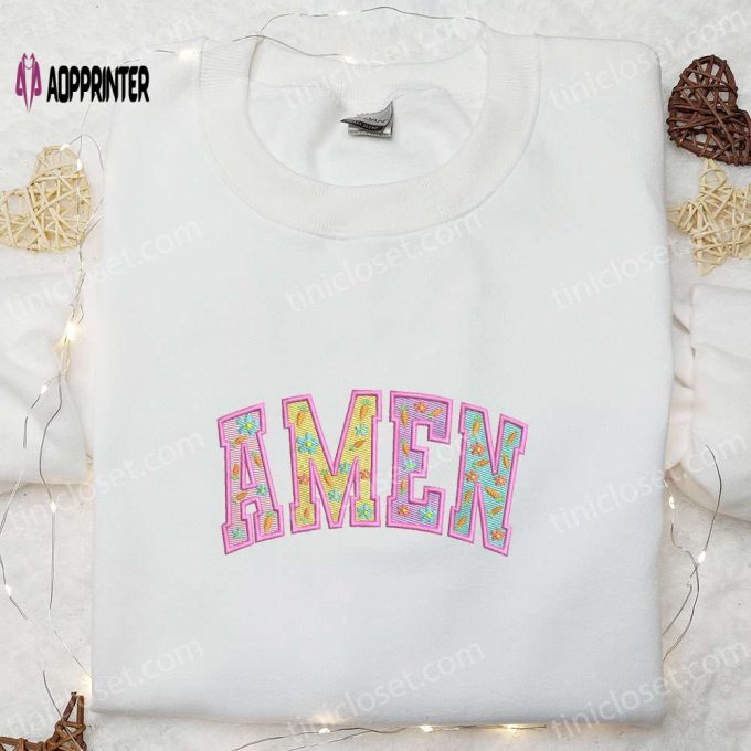 Unique Amen Easter Embroidered Shirt & Thanksgiving Hoodie – Perfect Holiday Gift Ideas