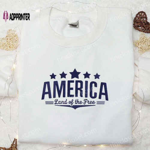 Celebrate 4th of July with America Est 1776 Embroidered Shirt!