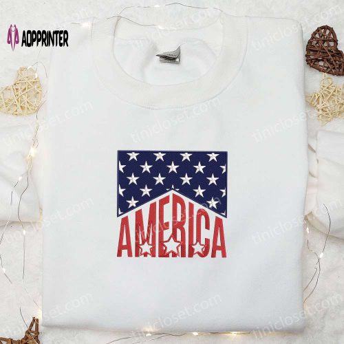 Celebrate Independence Day with America 4th of July Embroidered Shirt