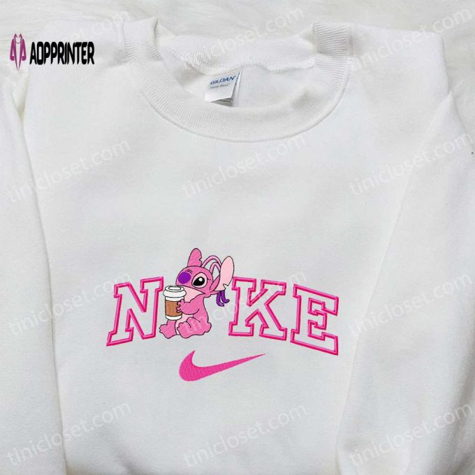 Angel Coffee x Nike Cartoon Embroidered Hoodie & Lilo Stitch Shirt – Nike Inspired Embroidered Tops