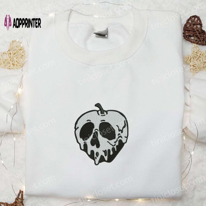 Spooky Apple Skull Embroidered Hoodie – Best Halloween Gift Sweatshirt