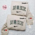 Embroidered Couple Shirt: Baby Hippos Cartoon Characters Nike-Inspired Hoodie