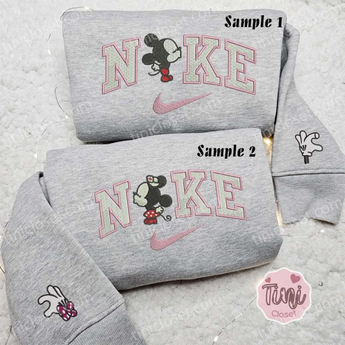 Adorable Baby Mickey & Minnie Kiss x Nike Couple Shirt & Hoodie: Disney Characters Embroidered Valentine’s Day Sweatshirt